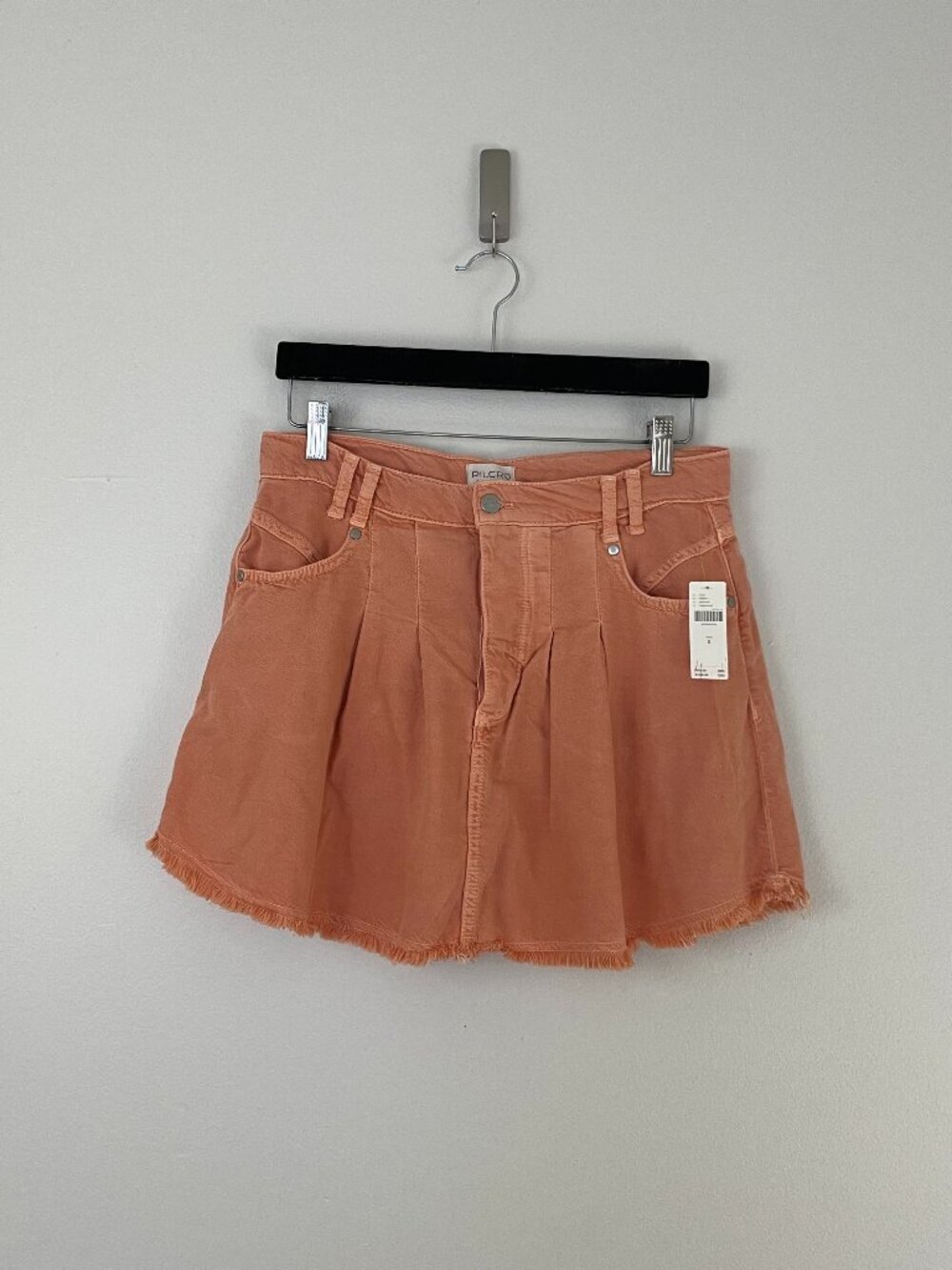 Anthropologie Pilcro Pleated Micro Denim Skirt in Orange Size 8